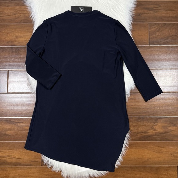 Joseph Ribkoff Women's Size 4 Blue Jersey Knit V Neck Cascade Swing Tunic Top - Picture 7 of 9
